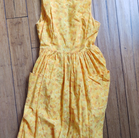 Vintage style retro yellow wrap dress 1950s xs-med - Picture 2 of 5